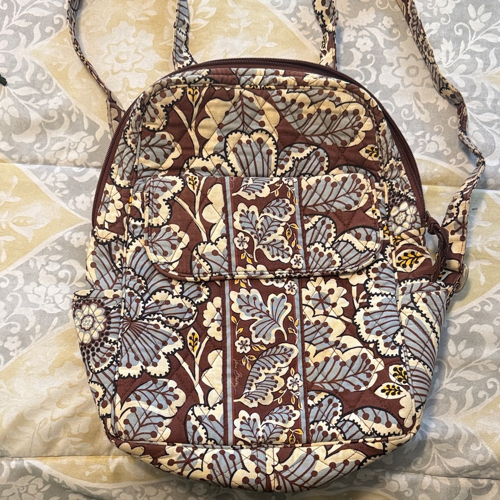 Vera Bradley Brown and Cream Patterned Backpack